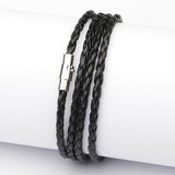 Boyfriend Fashion Bangle Jewelry Beads Woven Wristband Rope Braided Bracelet Punk Multilayer Leather 3Pcs/set Mens Ethnic