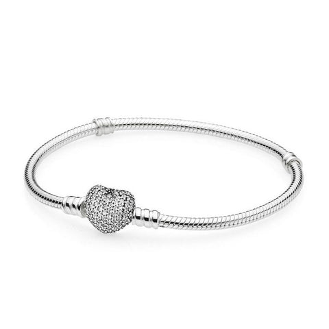2019 LOVE Snake Chain Bracelet & Bangle Love Silver Color Chain 16CM-21CM Pulseras Lobster fit pandora beads